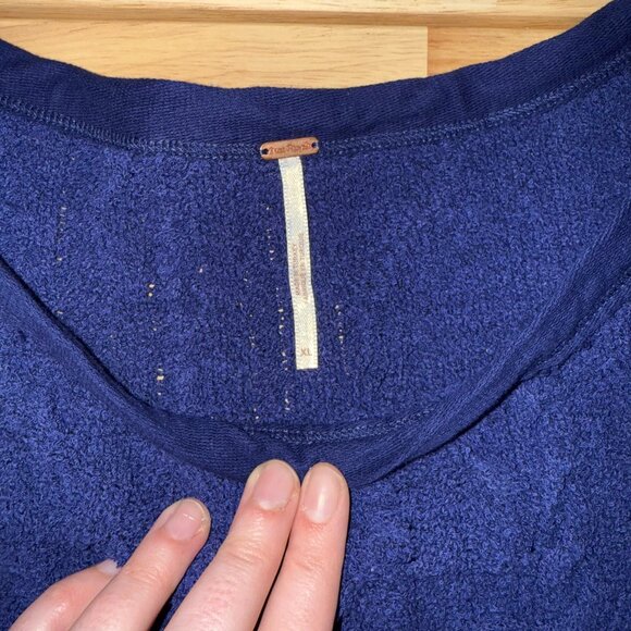Free People Baby Cable Tee Women's XL Blue - Picture 3 of 8
